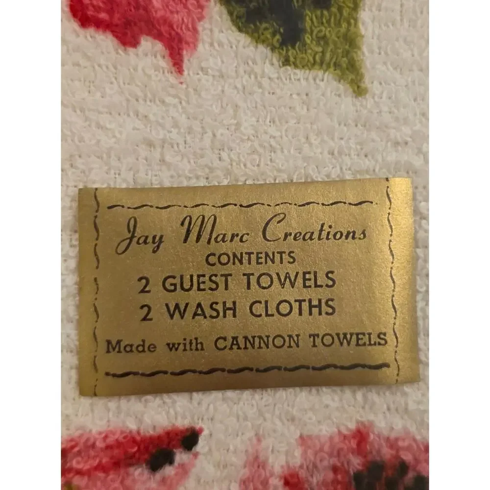 Vintage Jay-Marc MCM Pink Mr & Mrs Towel Set Sealed In Box Cannon Towels Wedding